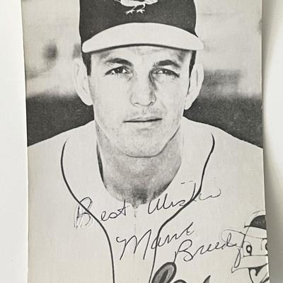 Baltimore Orioles Marv Breeding signed photo