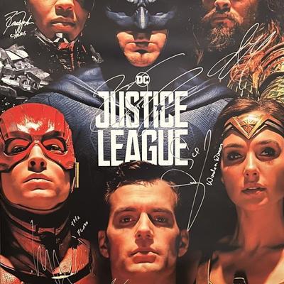 Justice League cast signed movie poster