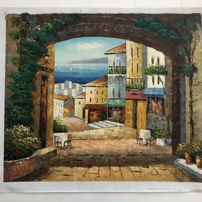Seaside Town Vista original painting on canvas