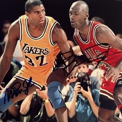 Magic Johnson / Michael Jordan signed photo