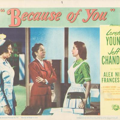 Because of You  1952 original vintage lobby card
