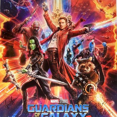 Guardians of the Galaxy Vol. 2 cast signed movie poster. GFA Authenticated