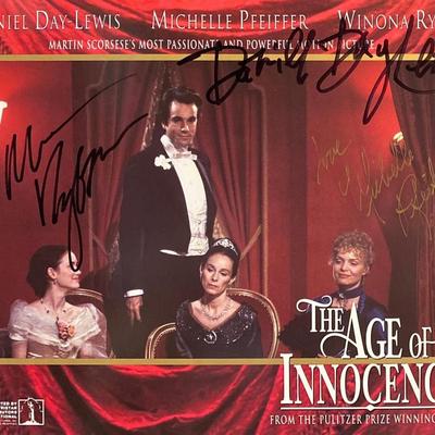 The Age of Innocence Daniel Day-Lewis, Michelle Pfeiffer and Winona Ryder signed mini lobby card