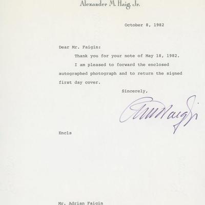 Alexander Haig signed letter