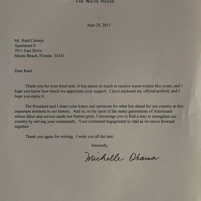 Michelle Obama facsimile signed letter
