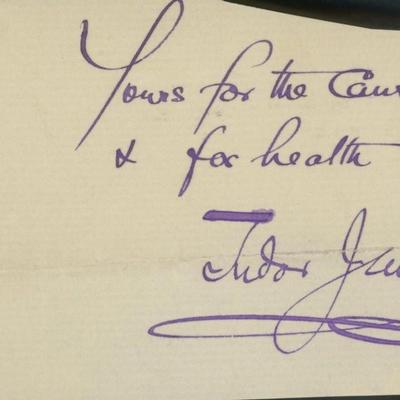 Tudor Jenks hand written note 