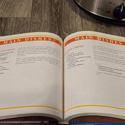 Large Crock Pot & Cookbook and Recipe Box of Recipes