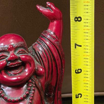 Red Lacquered Hardwood Happy Buddha