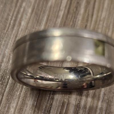 Sterling Band Ring with a Small Gemstone