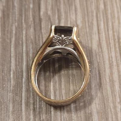 Smokey Quarts Sterling and Gold over Sterling Ring