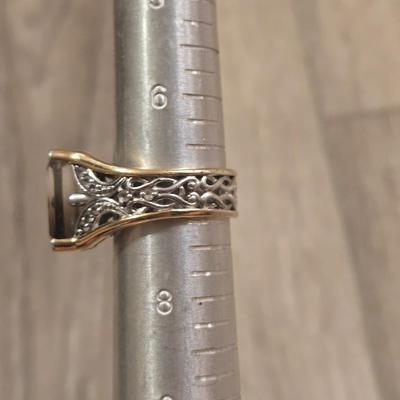 Smokey Quarts Sterling and Gold over Sterling Ring