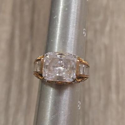 Gold over Sterling and Cubic Zirconia Ring