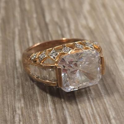 Gold over Sterling and Cubic Zirconia Ring