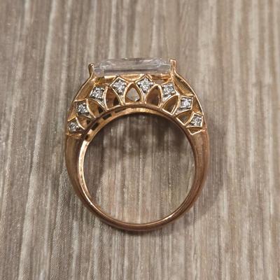 Gold over Sterling and Cubic Zirconia Ring