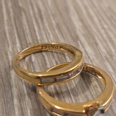 Gold over Sterling Cubic Zirconia Wedding Ring Set