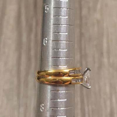 Gold over Sterling Cubic Zirconia Wedding Ring Set