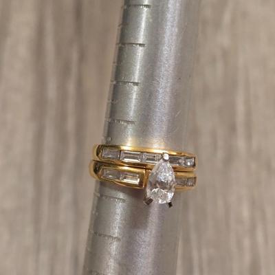 Gold over Sterling Cubic Zirconia Wedding Ring Set