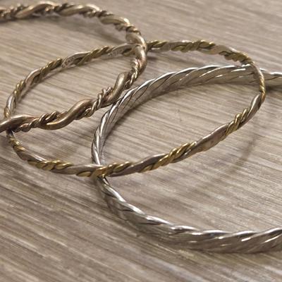 Sterling Bangles with Gold Plating and 2 Sterling Necklaces