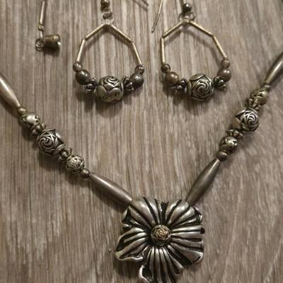 Sterling Silver Necklace & Earrings