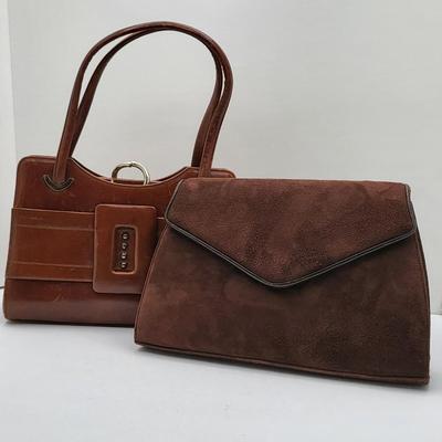 Vintage Brown Leather Suede Bags France, Frenchy of California