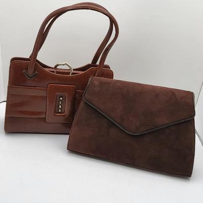 Vintage Brown Leather Suede Bags France, Frenchy of California