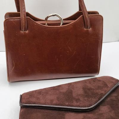 Vintage Brown Leather Suede Bags France, Frenchy of California