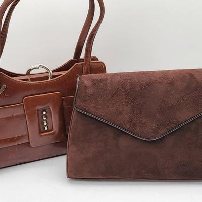 Vintage Brown Leather Suede Bags France, Frenchy of California