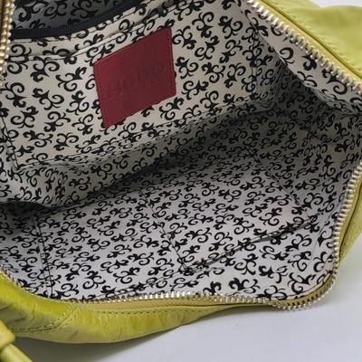 Distressed Green HOBO International Leather Shoulder Bag
