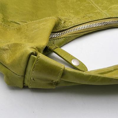 Distressed Green HOBO International Leather Shoulder Bag