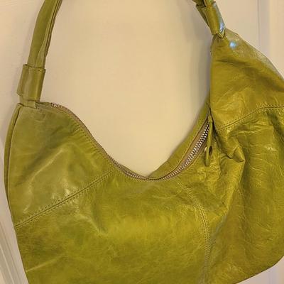 Distressed Green HOBO International Leather Shoulder Bag
