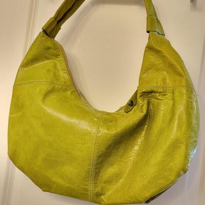 Distressed Green HOBO International Leather Shoulder Bag