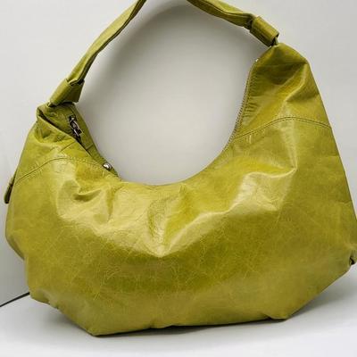 Distressed Green HOBO International Leather Shoulder Bag