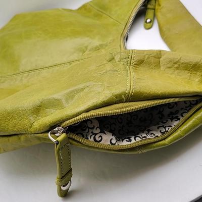 Distressed Green HOBO International Leather Shoulder Bag
