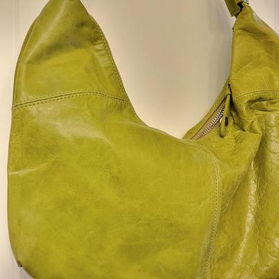 Distressed Green HOBO International Leather Shoulder Bag