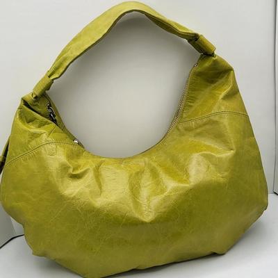 Distressed Green HOBO International Leather Shoulder Bag