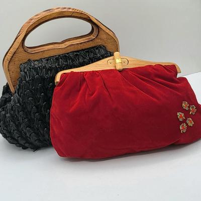 Wood Frame Vintage Bag Duo