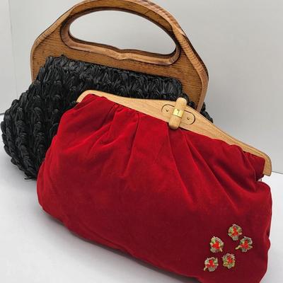 Wood Frame Vintage Bag Duo