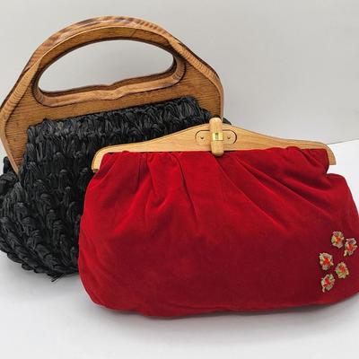Wood Frame Vintage Bag Duo