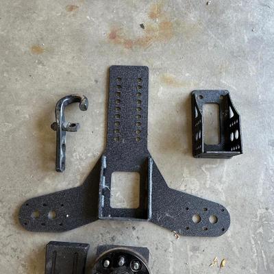 JEEP WRANGLER FENDERS, FRONT GRILL AND REAR SPARE TIRE MOUNT WITH ROTOPAX GAS CONTAINERS