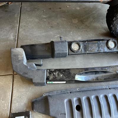 JEEP FRONT AND REAR BUMPERS, HEADLIGHTS, BRAKE LIGHTS AND STOCK RADIO