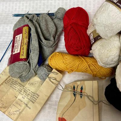 Yarn Lot with half finished Socks and Knitting Instructions for socks