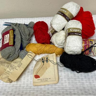 Yarn Lot with half finished Socks and Knitting Instructions for socks
