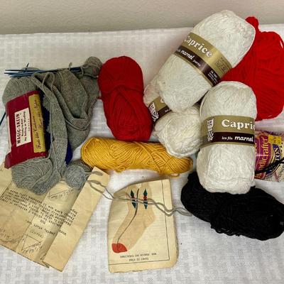 Yarn Lot with half finished Socks and Knitting Instructions for socks