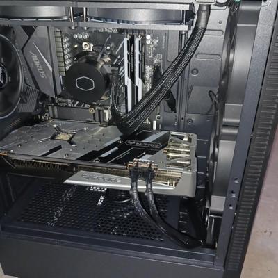 ANTEC TOWER, SMALL TABLE, KEYBOARD, XBOX CONTROL, MONITOR