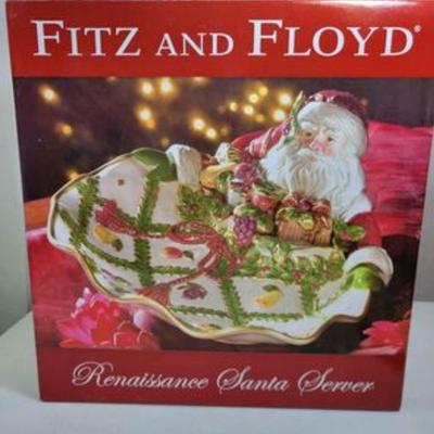 Fitz & Floyd Renaissance Santa Server Dish Plate Bowl Christmas New in Open Box