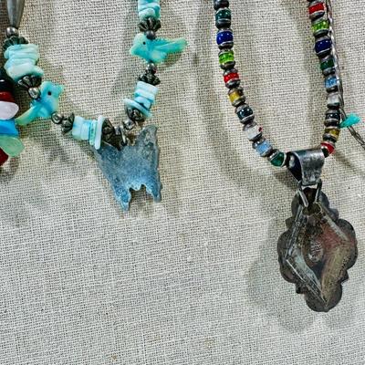 Mixed group Silver & Turquoise modern necklaces