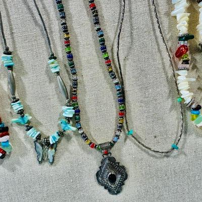 Mixed group Silver & Turquoise modern necklaces