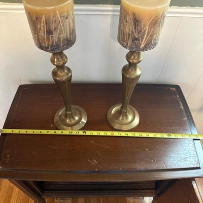 Side table and candle sticks