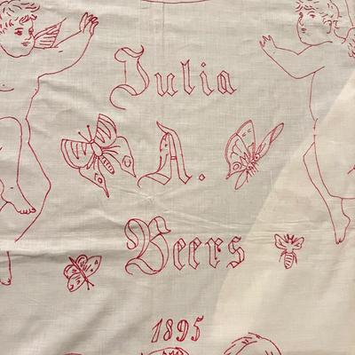 c. 1895 Antique Embroidered Coverlet “4 Seasons” w Shams & Appraisal