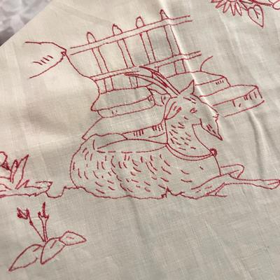 c. 1895 Antique Embroidered Coverlet “4 Seasons” w Shams & Appraisal